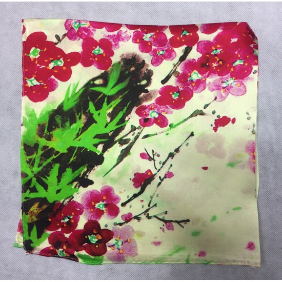 19 Momme silk scarf with plum blossom element